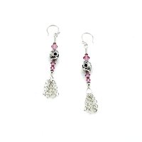 Skull Earrings Swarovski Elements Pink Crystal Jewelry Canada