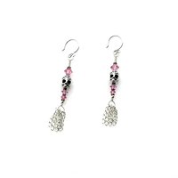 Skull Earrings Swarovski Elements Pink Crystal Jewelry Canada
