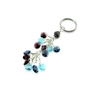 blue and purple Bali bead keyring
