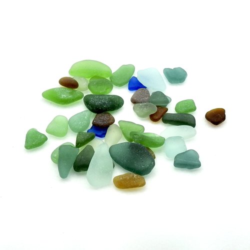 mixed colour real beach glass