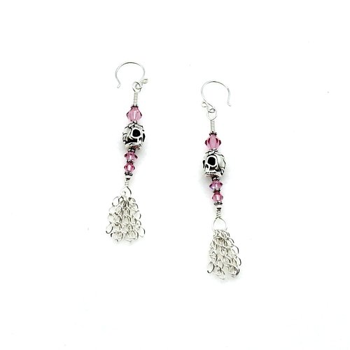 Skull Earrings Swarovski Elements Pink Crystal Jewelry Canada