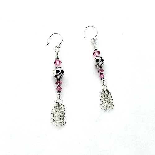 Skull Earrings Swarovski Elements Pink Crystal Jewelry Canada