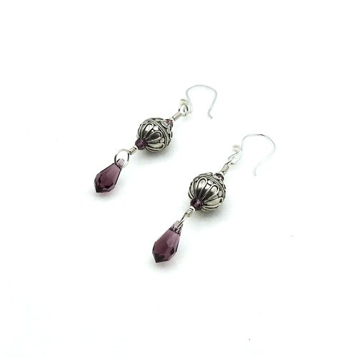 Teardrop Earrings Purple Amethyst Swarovski Elements Jewelry