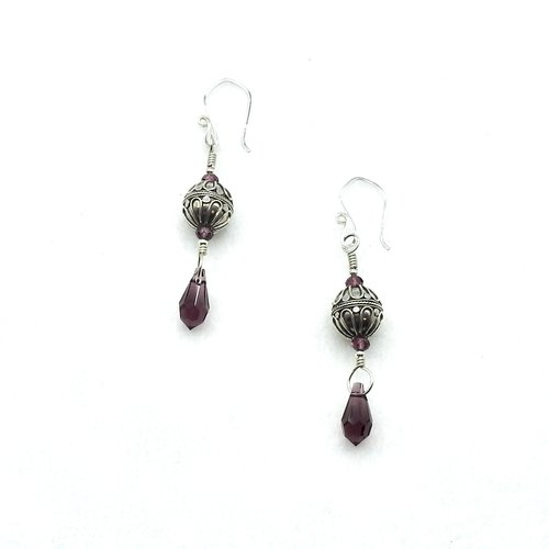 Teardrop Earrings Purple Amethyst Swarovski Elements Jewelry