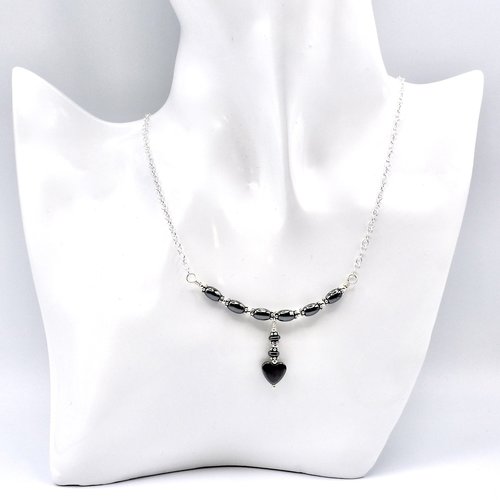 black hematite heart necklace