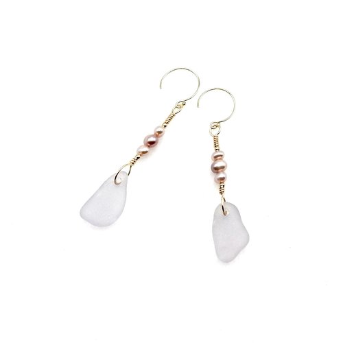 long dangle sea glass earrings