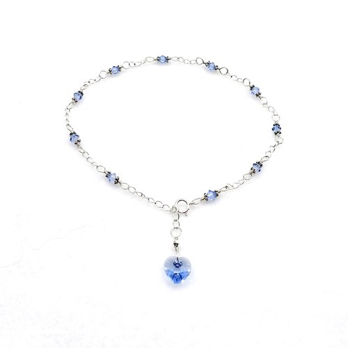 light sapphire blue heart dangle