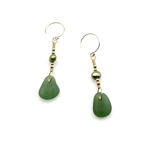 teal green charms with pearl accents