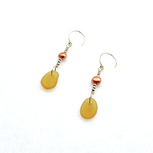 sea glass and pearl earrings