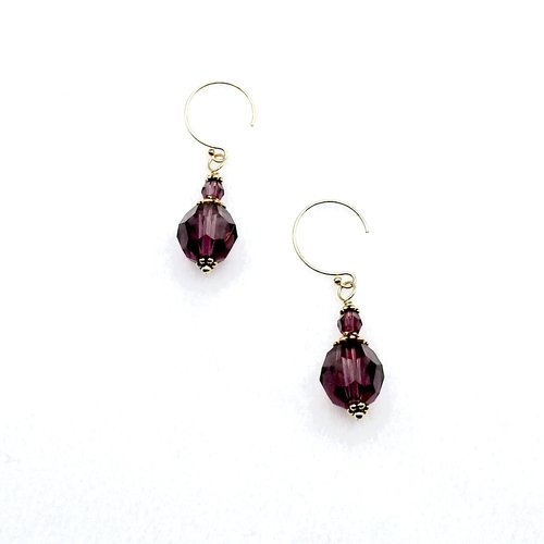 Short Dangle Purple Earrings Swarovski Elements Jewelry Gifts