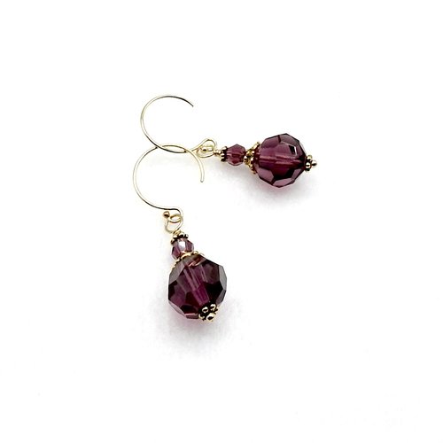 Short Dangle Purple Earrings Swarovski Elements Jewelry Gifts