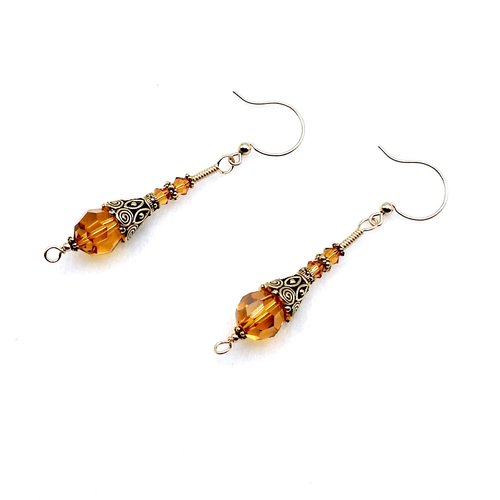 long orange earrings for women