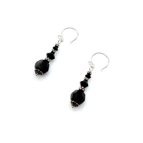 Black Crystal Earrings Swarovski Elements Jewelry for Women