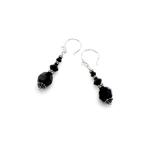Black Crystal Earrings Swarovski Elements Jewelry for Women