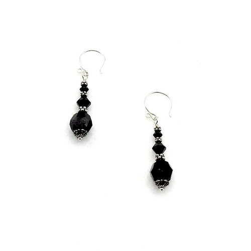 Black Crystal Earrings Swarovski Elements Jewelry for Women
