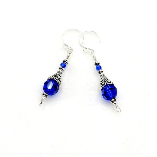 Blue Crystal Earrings Swarovski Elements Gifts Made in Canada 