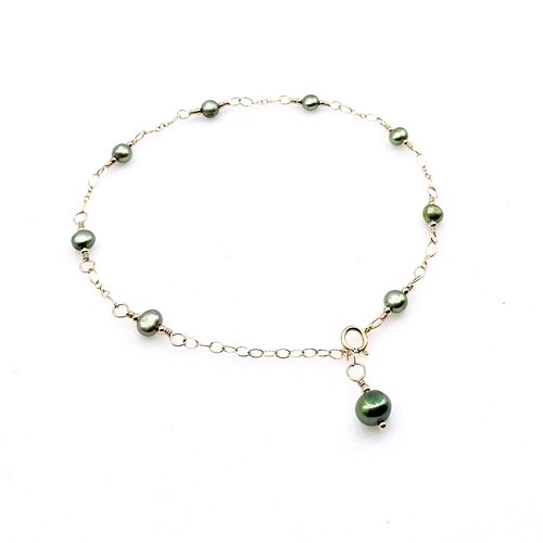 green pearl anklet for women