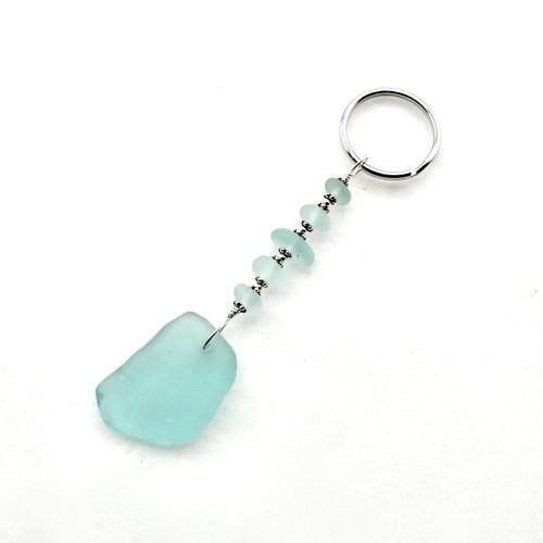 Sea Glass Keychain Aqua Blue Pendant Keyring for Women Gifts Canada
