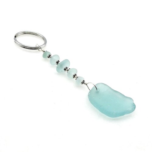 Sea Glass Keychain Aqua Blue Pendant Keyring for Women Gifts Canada