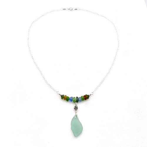 Sea Glass Necklace Handmade 18 Inch Beach Jewelry Artisan Gifts Canada