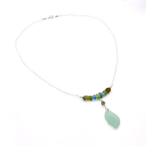 Sea Glass Necklace Handmade 18 Inch Beach Jewelry Artisan Gifts Canada