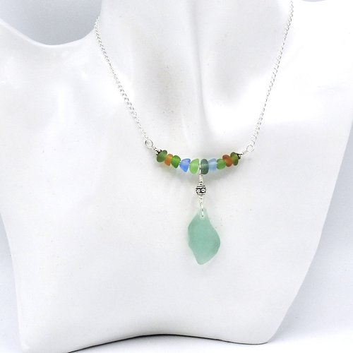 Sea Glass Necklace Handmade 18 Inch Beach Jewelry Artisan Gifts Canada