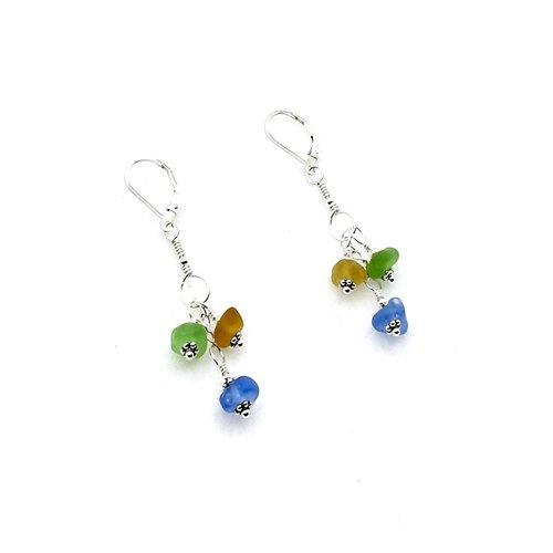 sea glass dangle drop earrings