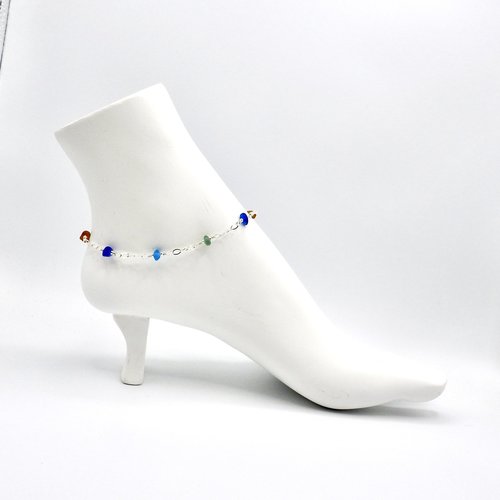 multi colour beaded silver chain