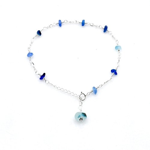 blue beaded anklet for women