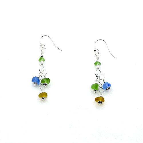 tri colour drop earings