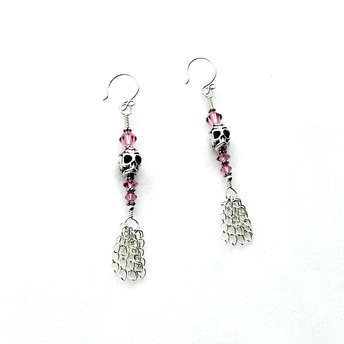 Skull Earrings Swarovski Elements Pink Crystal Jewelry Canada