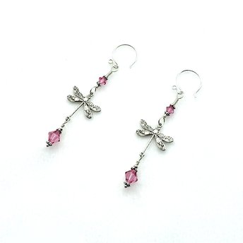 Dragonfly Earrings Pink Crystal Swarovski Elements Jewelry Gifts