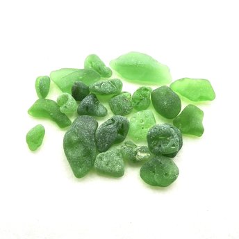green bonfire sea glass pieces