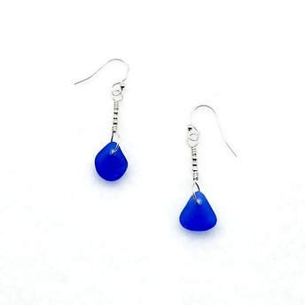 cobalt blue sea glass earrings